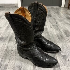 CUADRA - Black Ostrich and Leather Cowboy Boots Sz 10 US / 29 MX